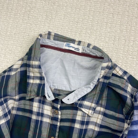 Lot x2 Blue Crush Plus Lumberjack Camp Flannel Plaid Button Up 3X Elbow Patch - Picture 2 of 12